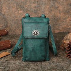 Brown Leather Womens Phone Shoulder Bag Small Vertical Side Bag Handmade Crossbody Purse for Ladies