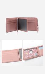 Small Women Pink Leather Card Holder Small Card Wallet Sheepskin Card Holder Credit Card Holder For Women
