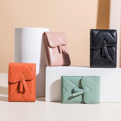 Small Women Black Leather Card Holder Small Card Wallet Sheepskin Card Holder Credit Card Holder For Women