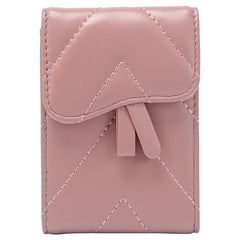 Small Women Pink Leather Card Holder Small Card Wallet Sheepskin Card Holder Credit Card Holder For Women