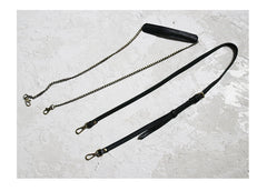 Small Womens Black Leather MIni doctor bag Chain shoulder doctor bag for women
