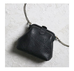 Small Womens Black Leather MIni doctor bag Chain shoulder doctor bag for women