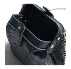 Small Womens Black Leather MIni doctor bag Chain shoulder doctor bag for women
