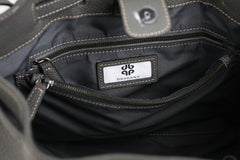 Small Womens Dark Gray Leather Shoulder Bucket Purse Gray Leather Barrel Shoulder Bag Purse for Ladies