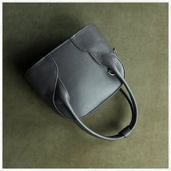 Small Womens Dark Gray Leather Handbag Purse Leather Classic Gray Shoulder Bag Handbag Purse for Ladies