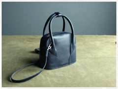 Small Womens Navy Leather Handbag Purse Leather Classic Blue Shoulder Bag Handbag Purse for Ladies