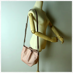 Small Womens Pink Nylon Leather Crossbody Handbag Purse Bucket Pink Nylon Shoulder Bag Purse for Ladies