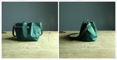 Small Womens Gray Nylon Leather Crossbody Handbag Purse Bucket Gray Nylon Shoulder Bag Purse for Ladies