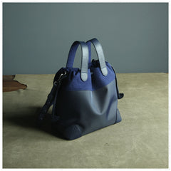 Small Womens Orange Nylon Leather Bucket Handbag Purse Nylon Leather Barrel Shoulder Bag Handbag Purse for Ladies