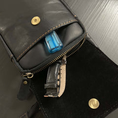Cool Black Leather Men's Biker Belt Pouch Waist Belt Bag Black Small Biker Side Bag For Men