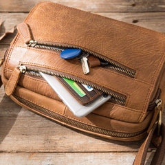 Small Cool Leather Mens Messenger Bags Shoulder Bag  for Men