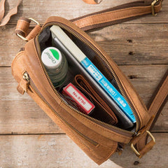 Small Cool Leather Mens Messenger Bags Shoulder Bag  for Men