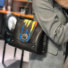 Small Vintage Womens Brown Leather Chain Shoulder Bag Chain Fashion Black Side Bag for Ladies