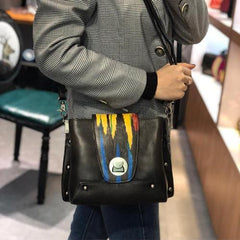 Small Vintage Womens Brown Leather Chain Shoulder Bag Chain Fashion Black Side Bag for Ladies