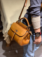 Brown Vintage Ladies Leather Square Satchel Handbag Purse Red SHoulder Bag Side Bag for WOmen