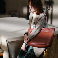 Fashion Womens Red Brown Soft Leather Zipper Tote Handbag Green Shopper Tote Bag Purse