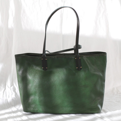 Fashion Womens Green Soft Leather Zipper Top Green Shopper Tote Bag Shoulder Shoulder Purse