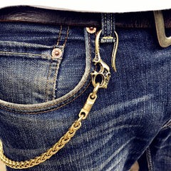 Solid Brass Cool Punk Rock Skull Wallet Chain Biker Trucker Wallet Chain Trucker Wallet Chains for Men