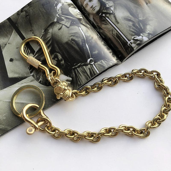 Solid Brass Cool Skull Wallet Chain Biker Trucker Wallet Chain Trucker Wallet Chain for Men