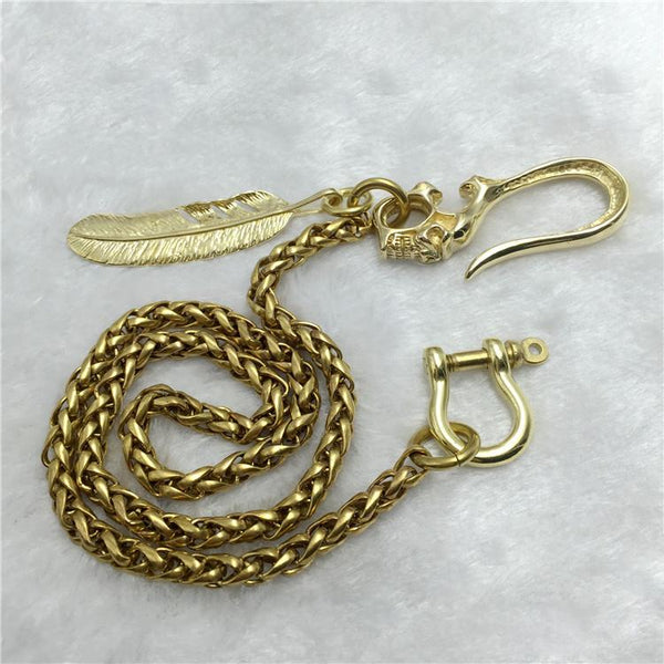 Solid Brass Cool Wallet Chain Biker Skull Wallet Chain Skull Wallet Chains for Men