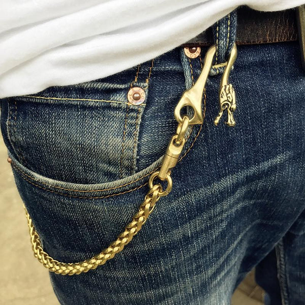 Solid Brass Cool Punk Rock Skull Wallet Chains Biker Trucker Wallet Chain Trucker Wallet Chain for Men