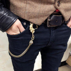 Solid Brass Cool Punk Rock Skull Wallet Chains Biker Wallet Chain Trucker Wallet Chain for Men