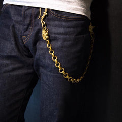 Solid Men's Handmade Pure Brass Flying Eagle Key Chain Pants Chains Biker Wallet Chain For Men
