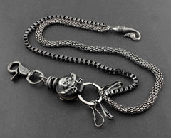 Solid Metal Leather Skull Wallet Chain Cool Punk Rock Biker Trucker Wallet Chain Trucker Wallet Chain for Men