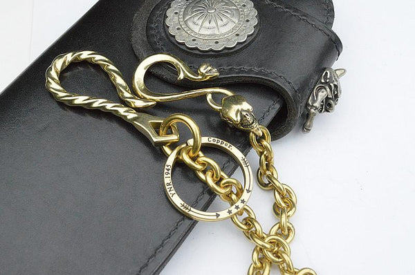 Badass Gold Brass Long Mens 18'' Biker Wallet Chain Biker Pants Chain Trucker Wa SZ01492011