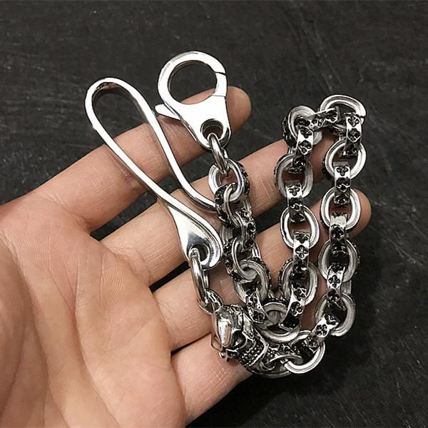 Solid Stainless Steel Cool Punk Rock Skull Wallet Chain Biker Wallet Chain Trucker Wallet Chain for Men