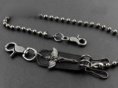 Solid Stainless Steel Long Bead Sword Wallet Chain Cool Punk Rock Biker Trucker Wallet Chain Trucker Wallet Chain for Men