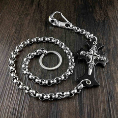 Solid Stainless Steel Long Cross Skull Wallet Chain Cool Punk Rock Biker Trucker Wallet Chain Trucker Wallet Chain for Men