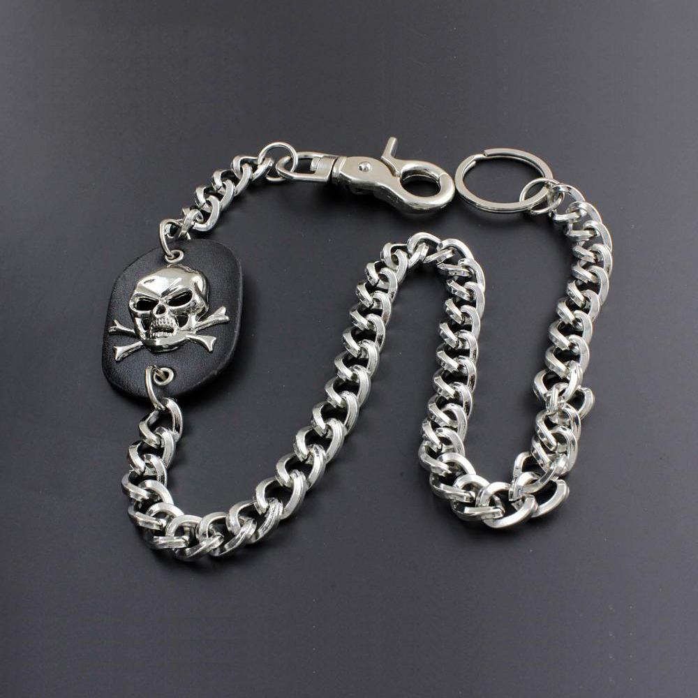24 Inch Solid Stainless Steel Skull Wallet Chain Cool Punk Rock Biker Trucker Wallet Chain Trucker Jean Chain for Men