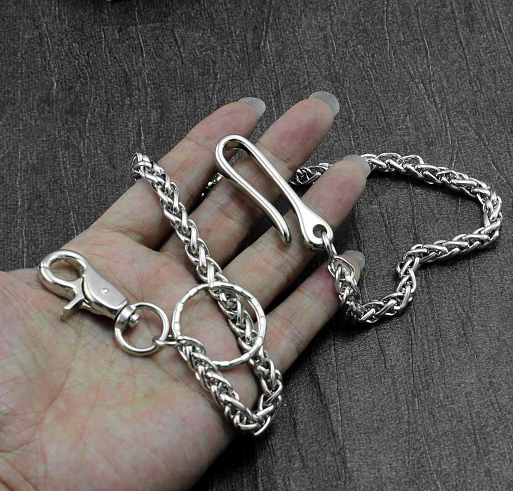 Sz Solid Stainless Steel Cool Punk Rock Wallet Chain Biker Trucker Wallet Chain Trucker Wallet Chain for Men Silver / 55cm