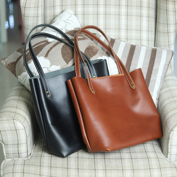Sqaure LEATHER WOMEN Tote BAGs Handmade Cute - Open View