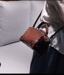 Brown Leather Satchel Box Handbags Womens Red Satchel Small Crossbody Bag for Ladies