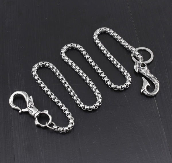 Cool Stainless Steel Dragon Skull Hook Wallet Chain Silver Pants Chain Biker Cha WG00981048