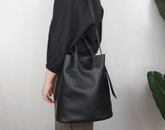 Stylish Black Leather Tote Bag Shoulder Tote Handbag Black Crossbody Tote Purse For Women