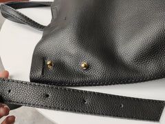 Stylish Black Leather Tote Bag Shoulder Tote Handbag Black Crossbody Tote Purse For Women