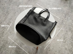Stylish Black Leather Tote Bag Shoulder Tote Handbag Black Crossbody Tote Purse For Women