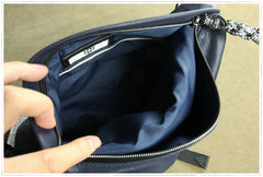 Stylish Men Dark Blue Leather Shoulder Purse Side Bag Leather Messenger Bag for Men