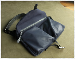 Stylish Men Blue Leather Shoulder Purse Side Bag Leather Messenger Bag for Men
