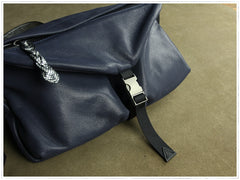 Stylish Men Blue Leather Shoulder Purse Side Bag Leather Messenger Bag for Men