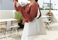 Stylish Unique Womens White Leather Tote Bag Purse Black Shoulder Bag Handbag Green Tote Purse For Women