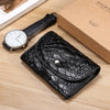 Stylish Womens Black Crocodile Pattern Leather Billfold Wallet Small Wallet with Coin Pocket Slim Wallet for Ladies