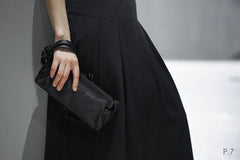 Fashion Womens Black Leather Long Doctor Shoulder Purse Black Doctor Crossbody Purses for Women