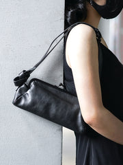 Fashion Womens Black Leather Long Doctor Shoulder Purse Black Doctor Crossbody Purses for Women