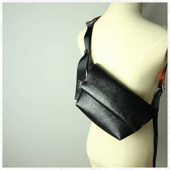 Stylish Womens Bright Black Leather Sling Bag Crossbody Shoulder Bag Purse Sling Pack for Ladies