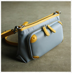 Stylish Womens Light Gray&Yellow NYLON Crossbody Wallet Purse Shoulder Wallet Bag Purse for Ladies