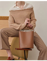 Stylish Bucket Bag LEATHER WOMENs SHOULDER BAG Purses FOR WOMEN